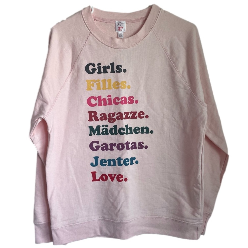 J. CREW GIRLS INC. PINK PULLOVER SWEATER SIZE MEDIUM LONG SLEEVE CREW NECK NWT - Picture 2 of 13